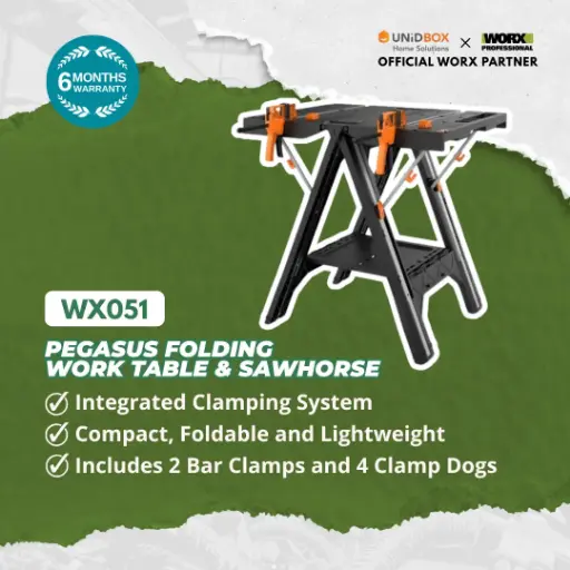 [11-09-00052] WORX WX051 Pegasus Folding Work Table & Sawhorse