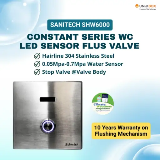 [07-13-00016] SANITECH SHW6000 Constant Series WC LED Sensor Flush Valve | Manual Override