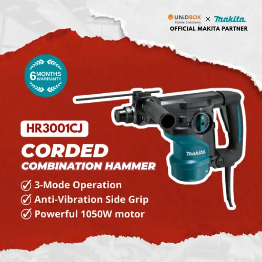 [08-04-00012] MAKITA HR3001CJ 30mm Corded Combination Hammer (AVT)