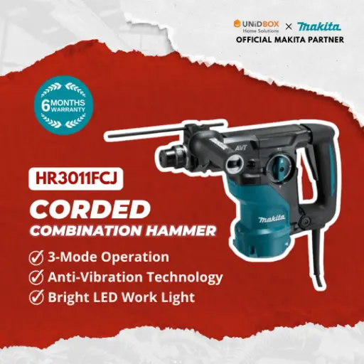 [08-04-00015] MAKITA HR3011FCJ 30mm Corded Combination Hammer (AVT)