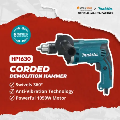 [08-04-00033] MAKITA HP1630 16mm Corded Hammer Drill 710W